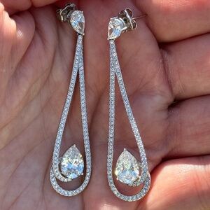Cezanne Cubic Zirconia Pave Drop Earrings